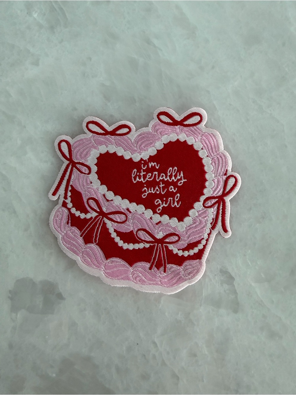 Heart Patch Applique - Red & Pink "I'm Literally Just a Girl"